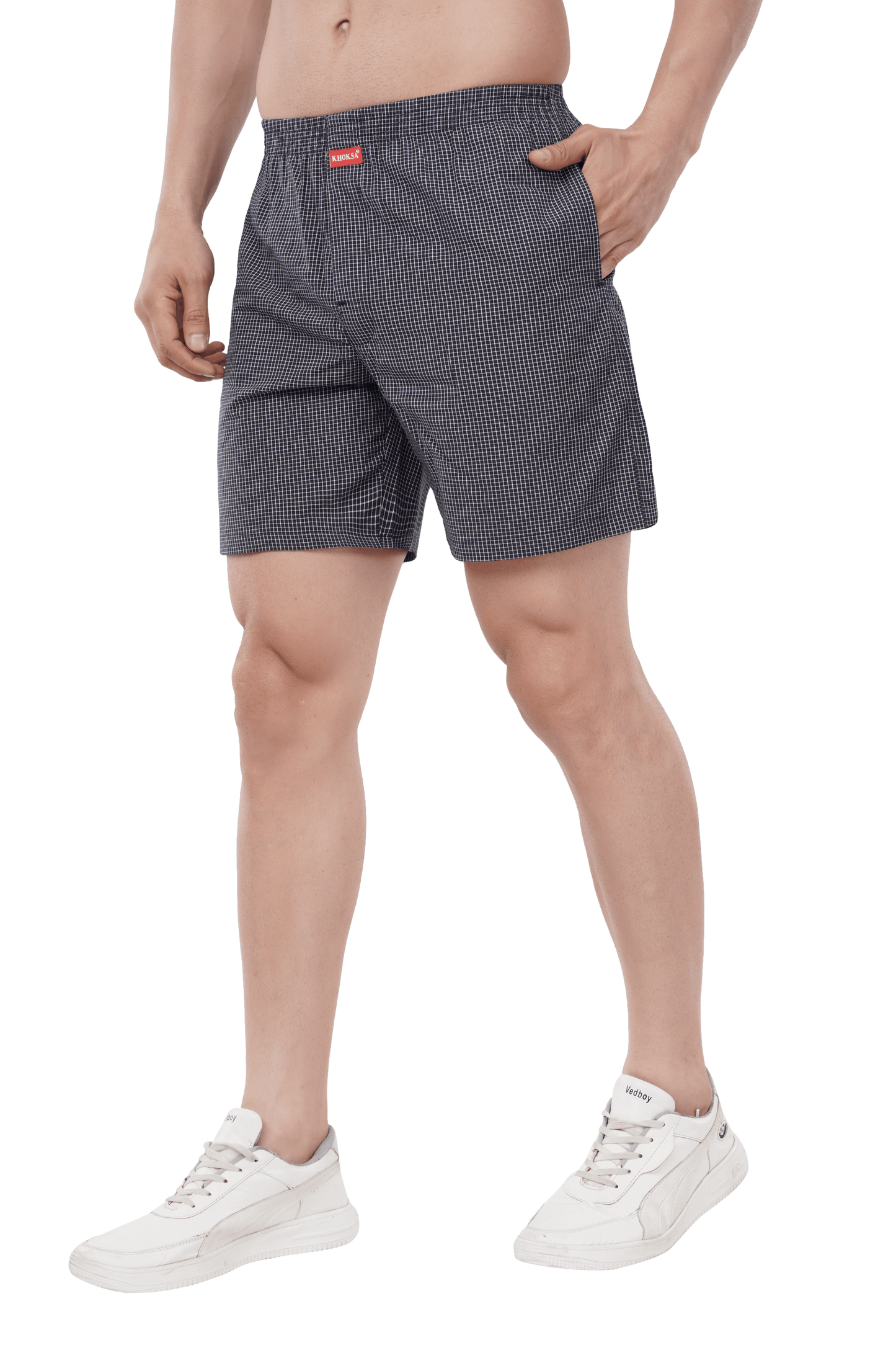 Khoksa Mens Boxer Shorts Solid Colour Navy Blue Khoksa