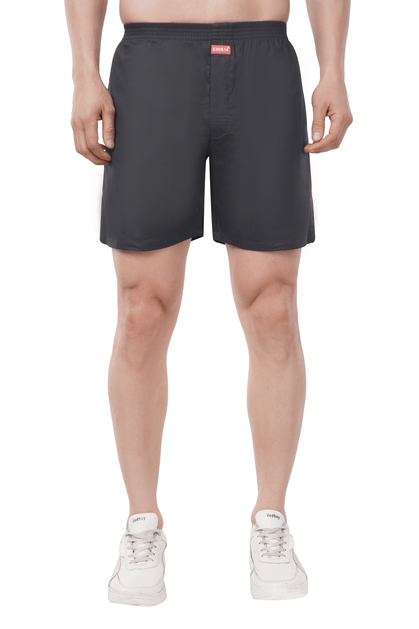 Khoksa Mens Boxer Shorts Solid Colour Black Khoksa