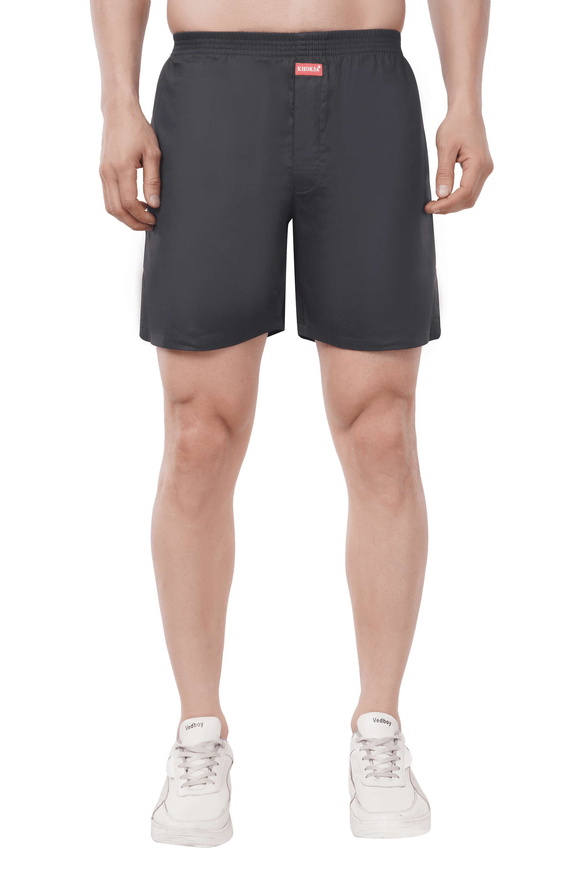 Khoksa Mens Boxer Shorts Solid Colour Black Khoksa
