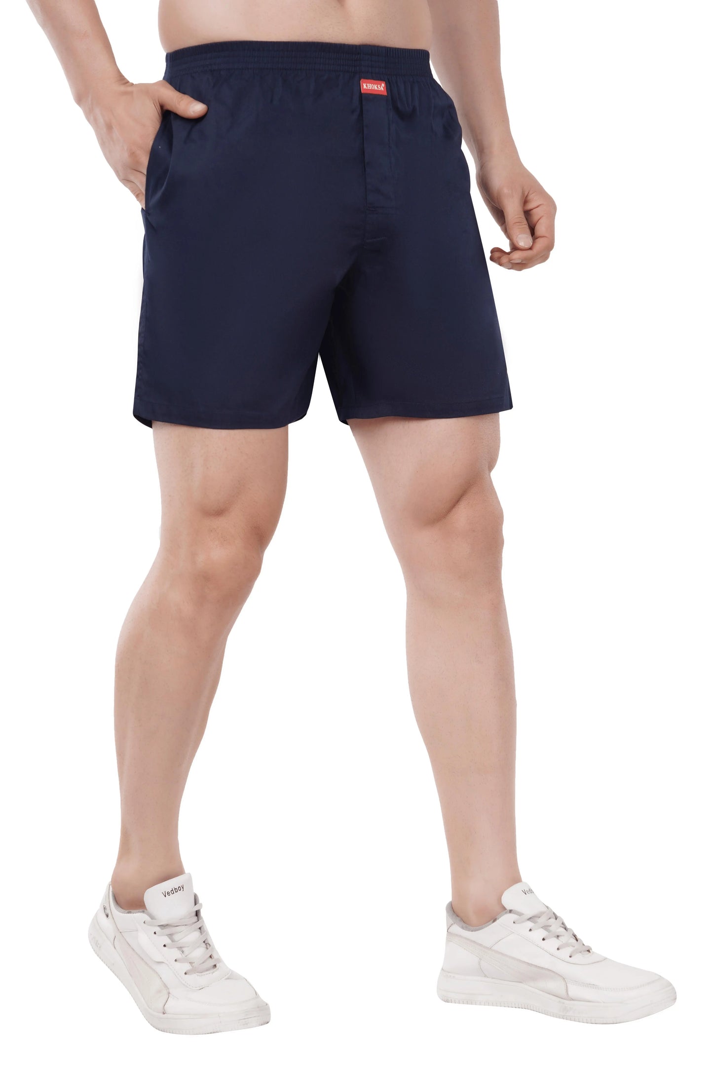 Khoksa Mens Boxer Shorts  Check Solid Color Black And White Khoksa