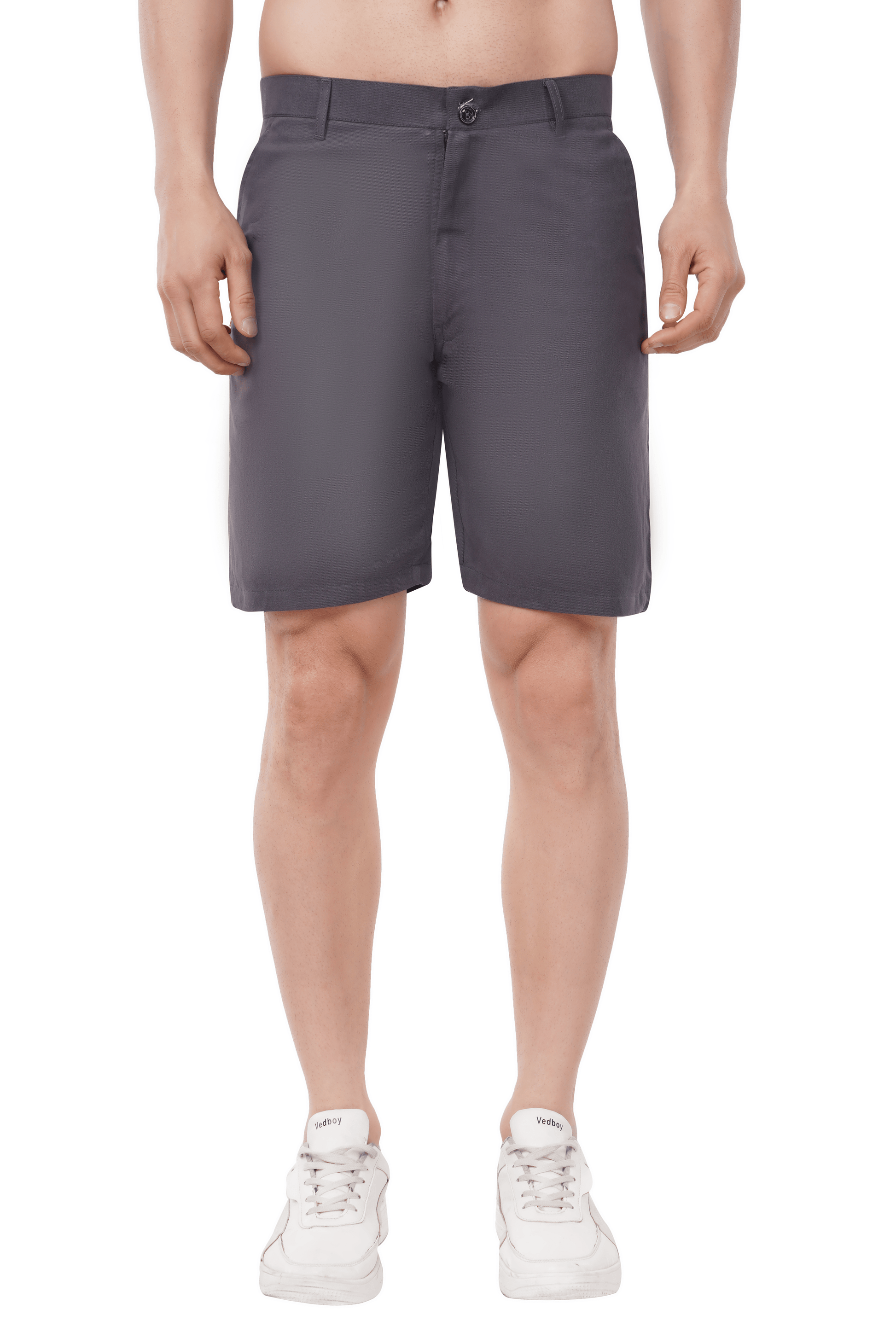 Khoksa Mens Solid Short Twill Cotton Color Black Khoksa