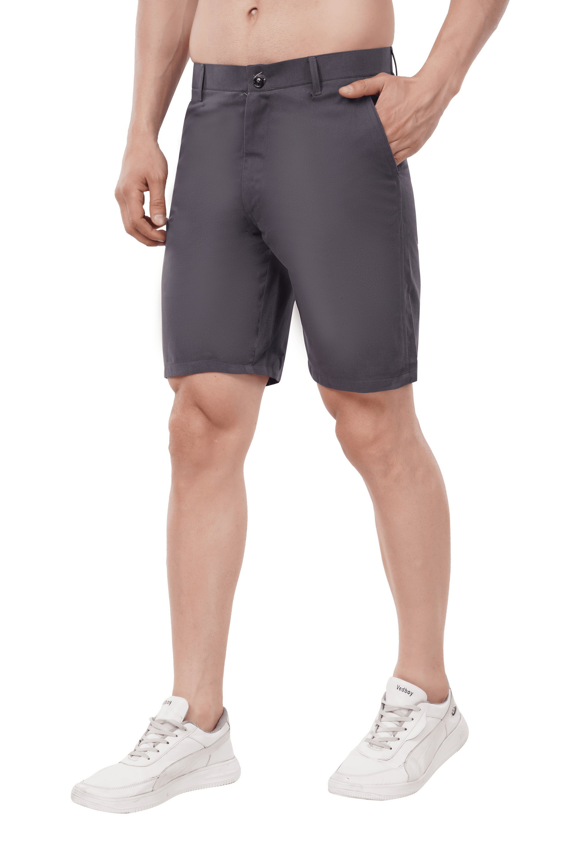 Khoksa Mens Solid Short Twill Cotton Color Black Khoksa