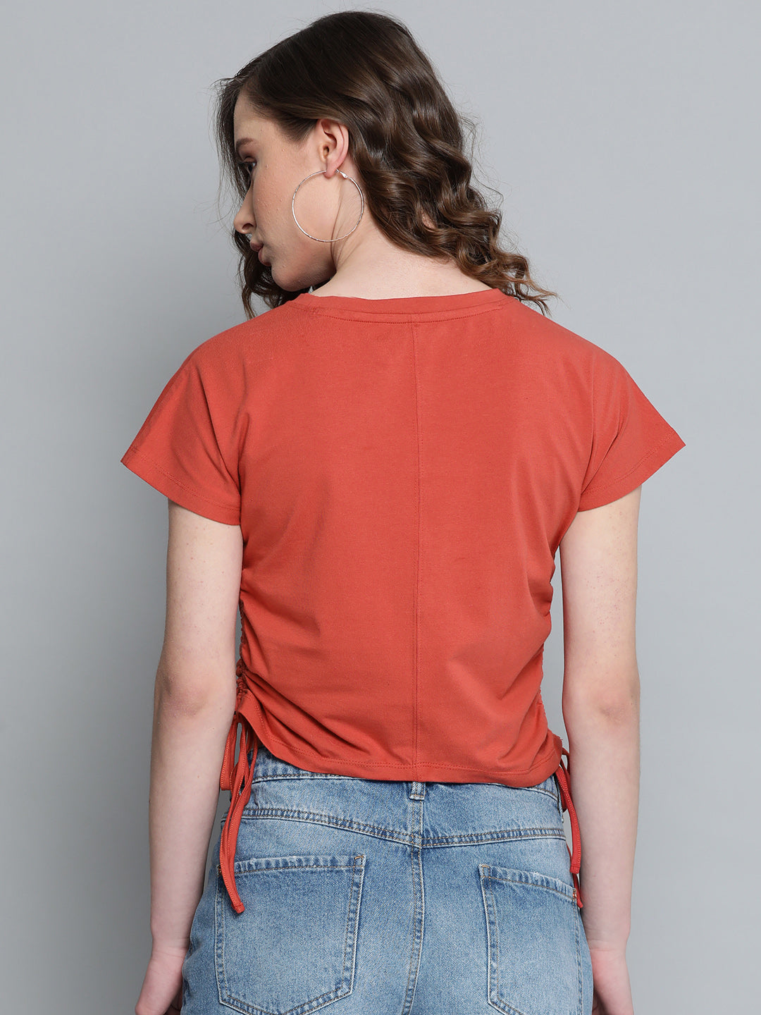 KHOKSA Casual Regular Fit Round Top For Women Red khoksa