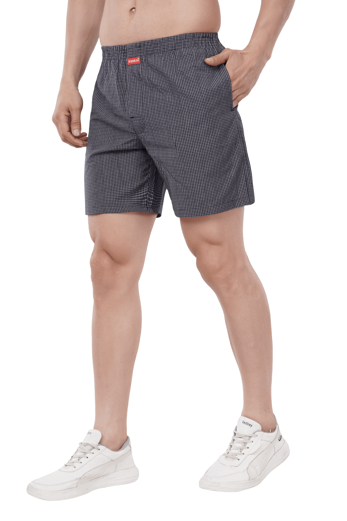 Khoksa Mens Boxer Shorts Solid Colour Navy Blue Khoksa