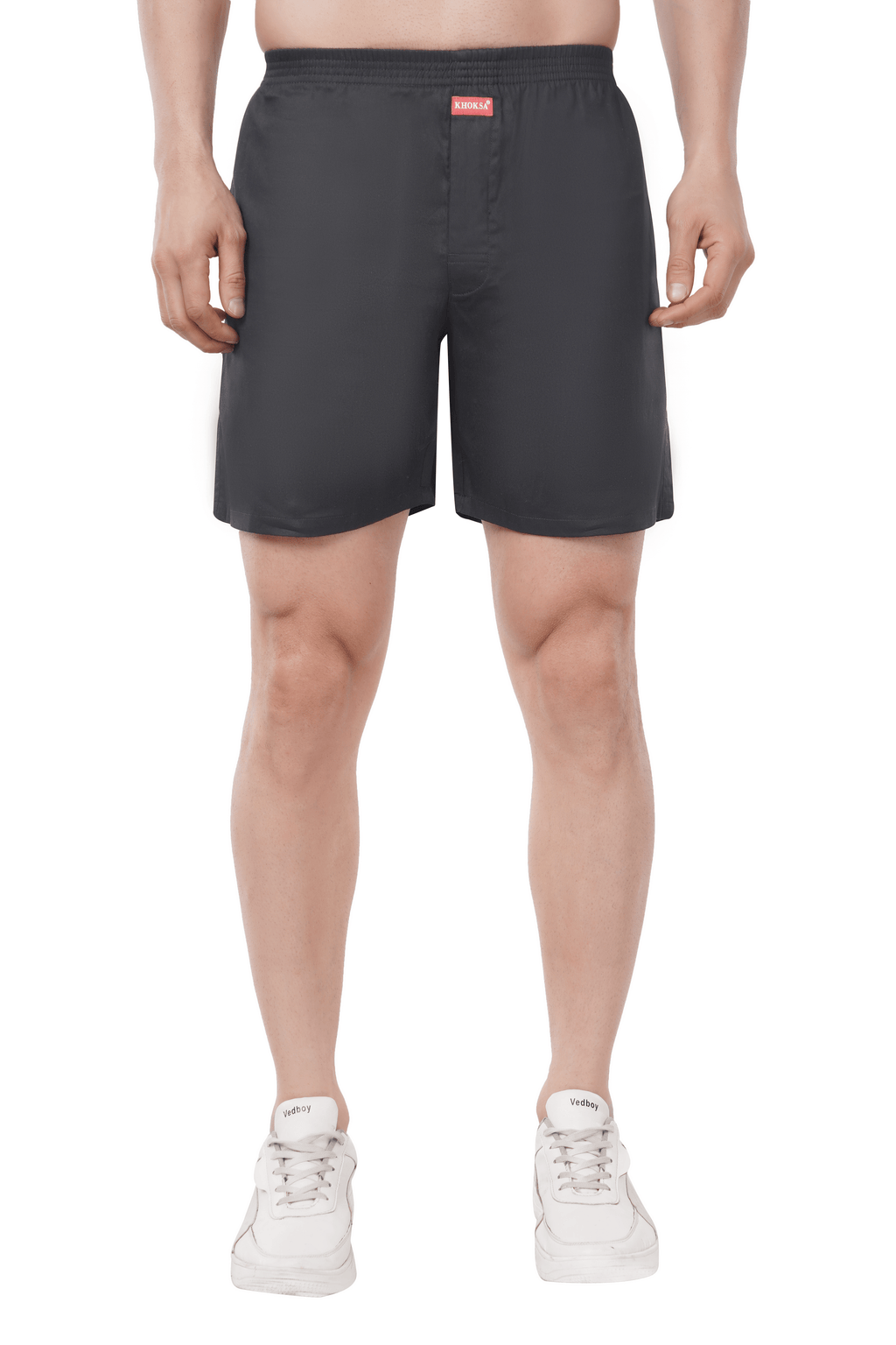 Khoksa Mens Boxer Shorts Solid Colour Black Khoksa