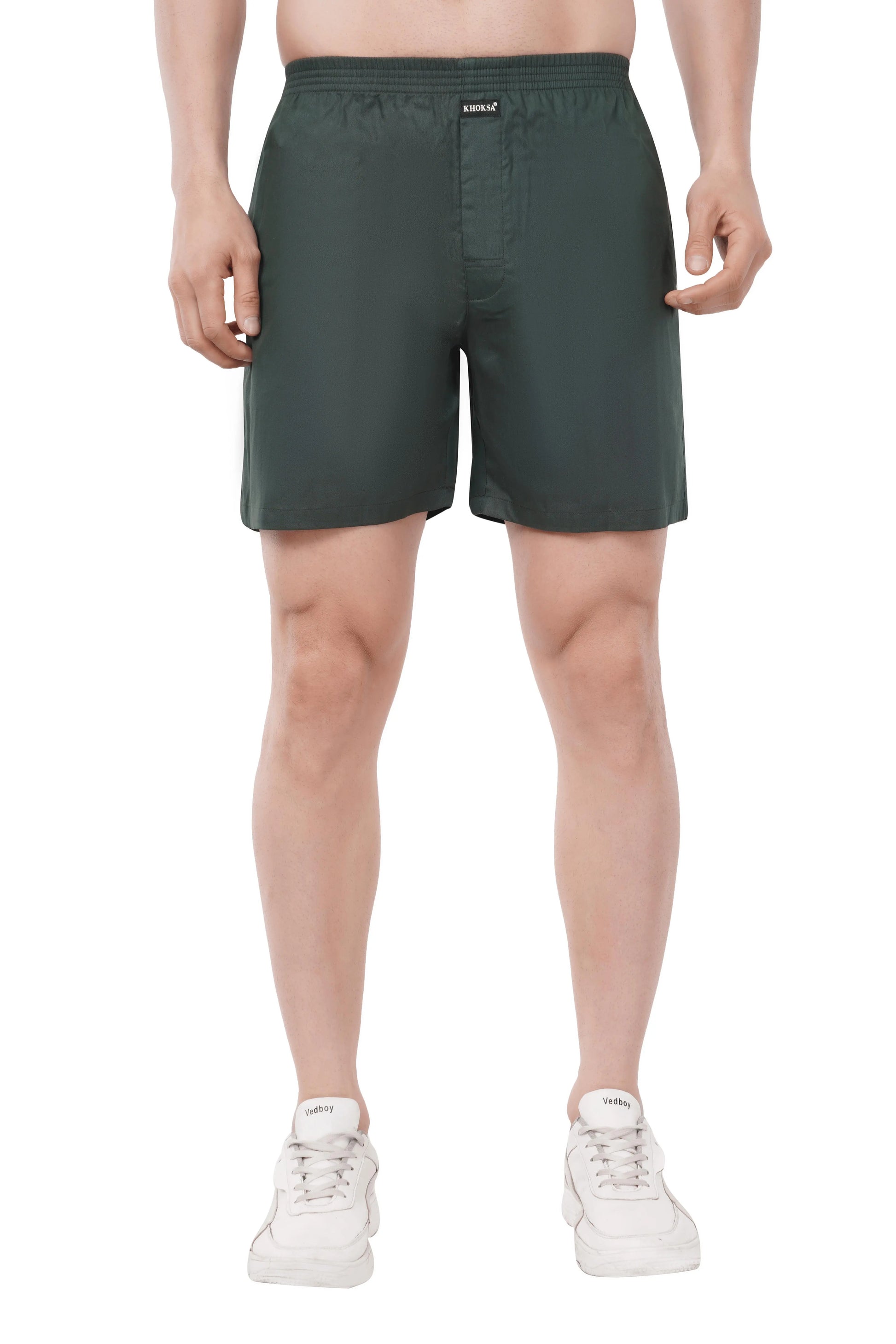 Khoksa Mens Boxer Shorts Solid Colour Green Khoksa