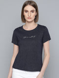 KHOKSA Casual Regular Fit Round Top For Women Black And Bronz khoksa